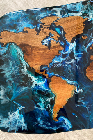 Epoxy World Map Coffee Table