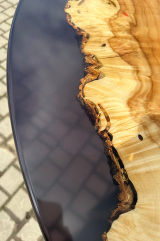 Round River Dining Table with Black Resin