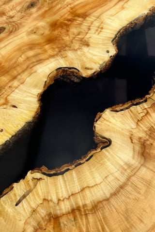 Round River Dining Table with Black Resin