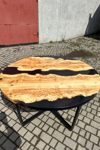 Round River Dining Table with Black Resin