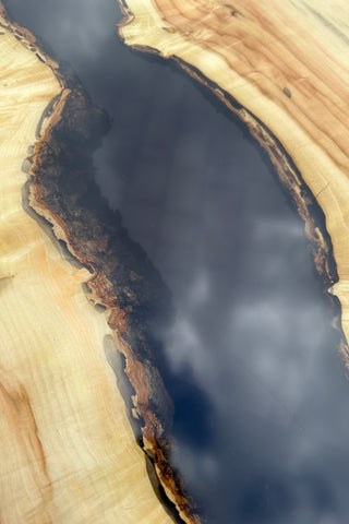 Round River Dining Table with Black Resin