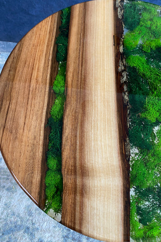 Round Epoxy Coffee Table with Moss