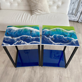 2er-Set Couchtische aus Kunstharz „Ocean“