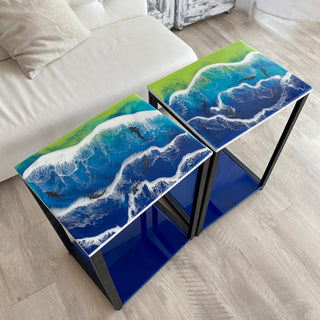 2er-Set Couchtische aus Kunstharz „Ocean“