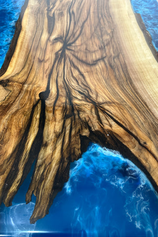Square Blue Epoxy River Dining Table