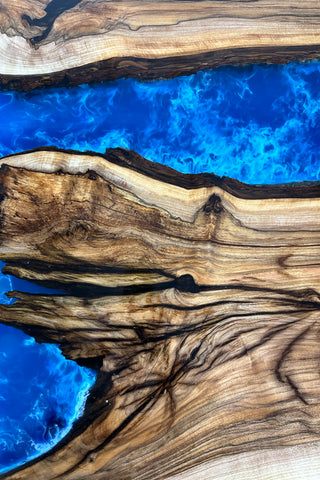 Square Blue Epoxy River Dining Table