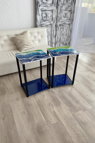 Set of 2 Ocean Resin Coffee Tables