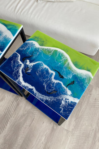Set of 2 Ocean Resin Coffee Tables
