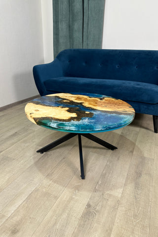 Maple Wood Blue Epoxy River Table