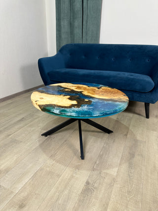 Maple Wood Blue Epoxy River Table