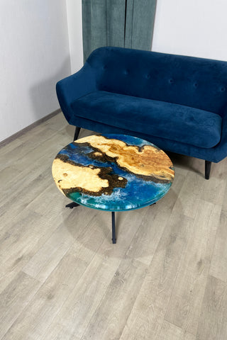 Maple Wood Blue Epoxy River Table