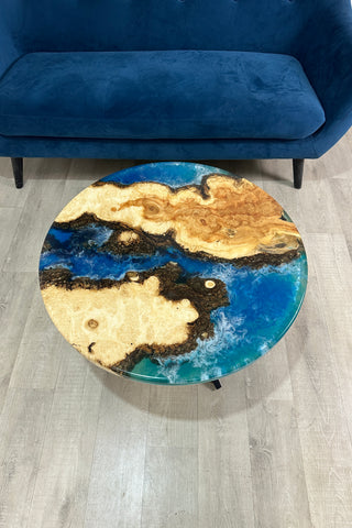Maple Wood Blue Epoxy River Table