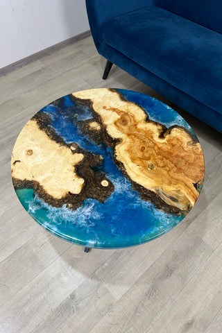 Maple Wood Blue Epoxy River Table