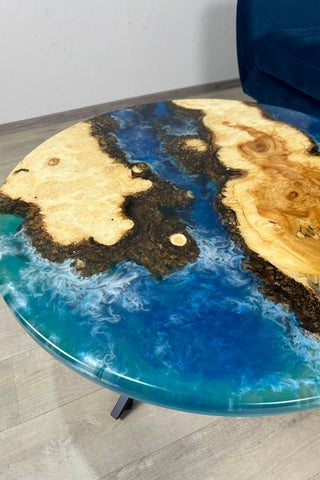 Maple Wood Blue Epoxy River Table