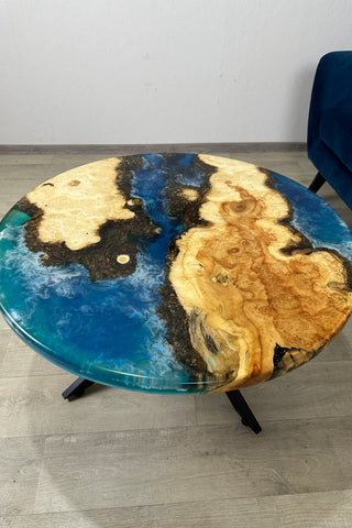 Maple Wood Blue Epoxy River Table