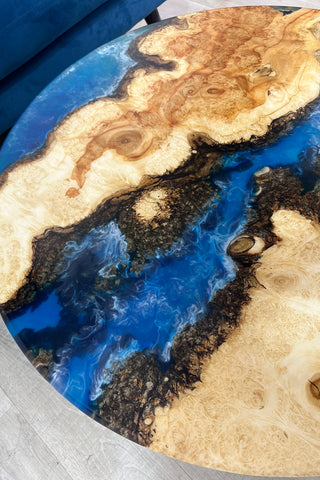 Maple Wood Blue Epoxy River Table