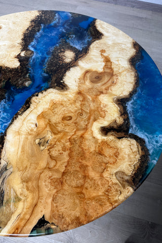 Maple Wood Blue Epoxy River Table