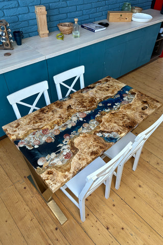 Seashell Epoxy Dining Table