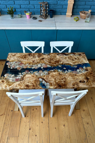 Seashell Epoxy Dining Table