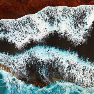 Rectangular Epoxy Table with Ocean Wave