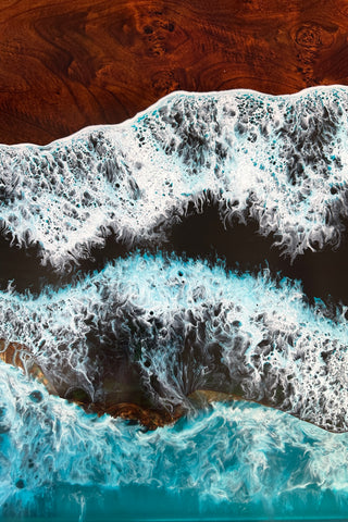 Rechteckiger Epoxidtisch mit Ocean Wave