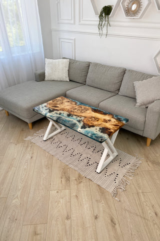 Epoxidtisch mit Ocean-Strand-Thema