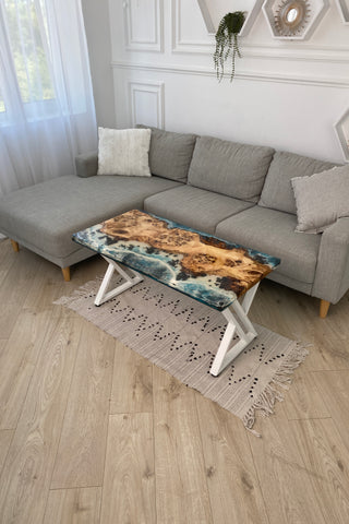 Rectangular Epoxy Resin Coffee Table