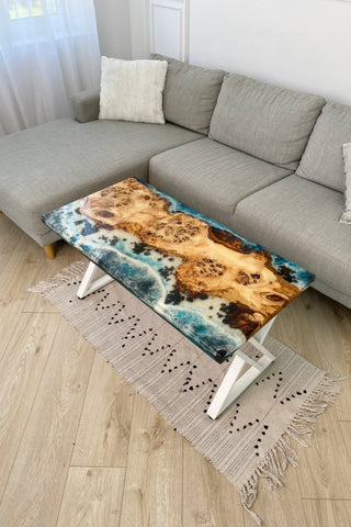 Epoxidtisch mit Ocean-Strand-Thema