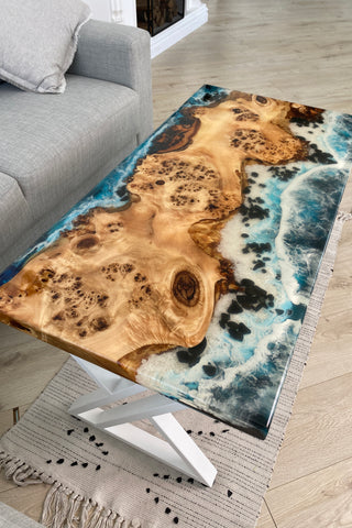 Rectangular Epoxy Resin Coffee Table