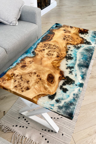 Epoxidtisch mit Ocean-Strand-Thema