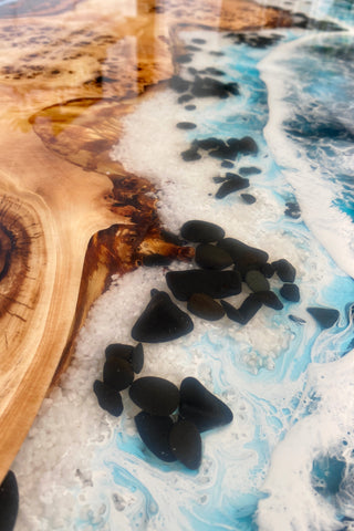 Epoxidtisch mit Ocean-Strand-Thema