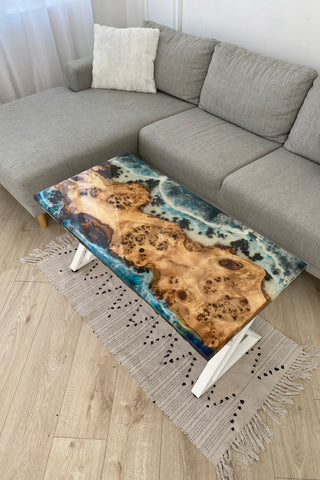 Rectangular Epoxy Resin Coffee Table