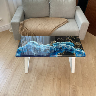 Rechteckiger Couchtisch aus Kunstharz mit Epoxidharz