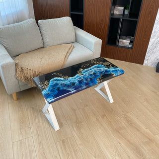 Rechteckiger Couchtisch aus Kunstharz mit Epoxidharz