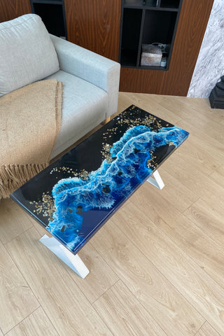 Rechteckiger Couchtisch aus Kunstharz mit Epoxidharz