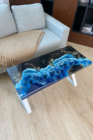 Rechteckiger Couchtisch aus Kunstharz mit Epoxidharz