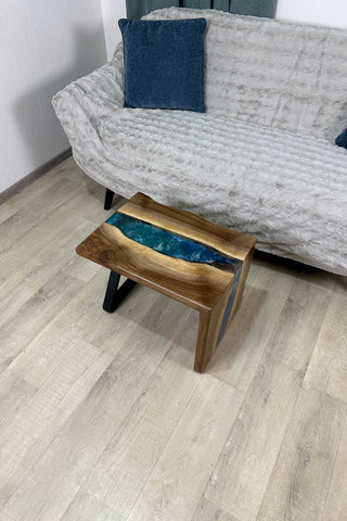 Walnut Wood Waterfall Epoxy Table