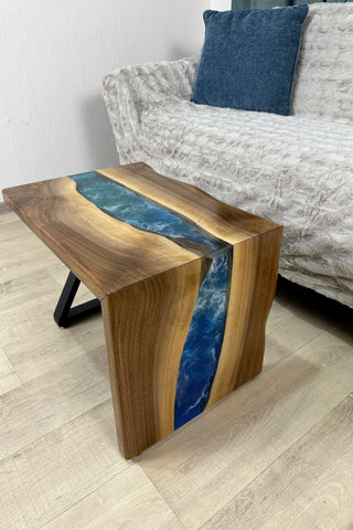 Walnut Wood Waterfall Epoxy Table