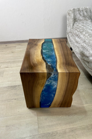 Walnut Wood Waterfall Epoxy Table