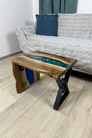 Walnut Wood Waterfall Epoxy Table