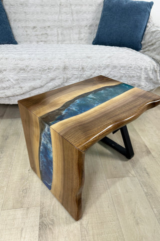 Walnut Wood Waterfall Epoxy Table