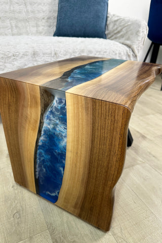 Walnut Wood Waterfall Epoxy Table