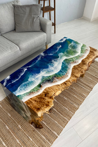 Ocean Wave Epoxy Coffee Table