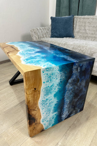 Ocean Art Waterfall Epoxy Coffee Table