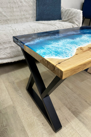 Ocean Art Waterfall Epoxy Coffee Table