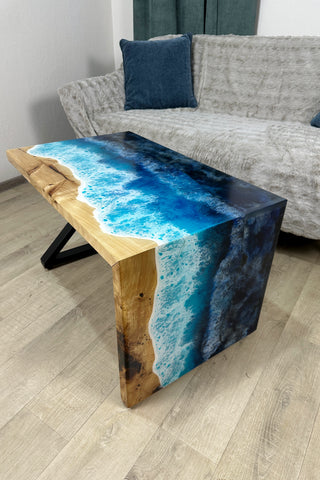 Ocean Art Waterfall Epoxy Coffee Table