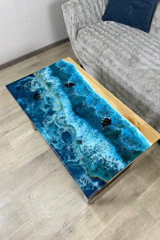 Epoxidtisch mit Strandmotiv