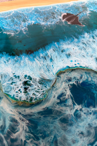 Epoxidtisch mit Strandmotiv