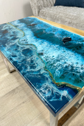 Epoxidtisch mit Strandmotiv