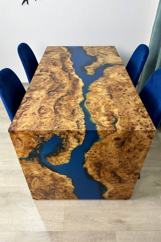 Waterfall Blue Resin Table Dining